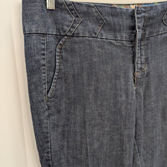 One 5 One Women Mid Rise Slash Pocket Blue Jean Capri Size 12 32X20 - Picture 2 of 14